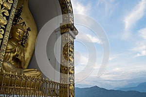 Enthroned Buddha Statue at Shanti Stupa in Pokhara