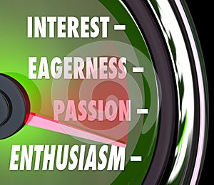 Enthusiasm Gauge Level Interest Eagerness Passion Speedometer