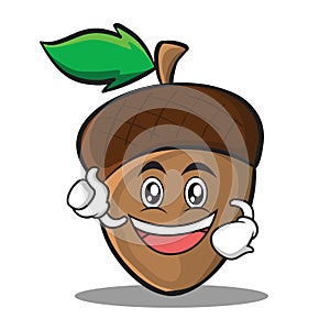 Enthusiastic acorn cartoon character style