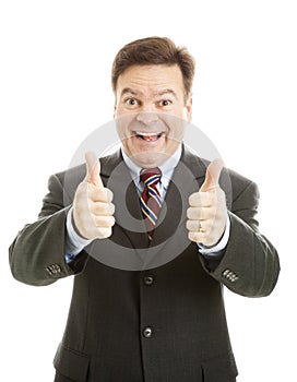 Enthusiastic Businessman Two Thumbs Up photo