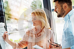 Enthusiastic coworkers having business discussion