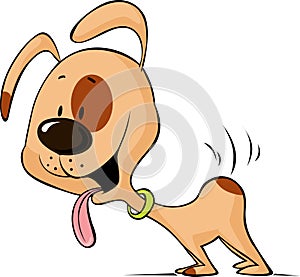 Enthusiastic dog waiting for food cartoon - vector