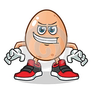 Enthusiastic egg mascot vector cartoon illustration