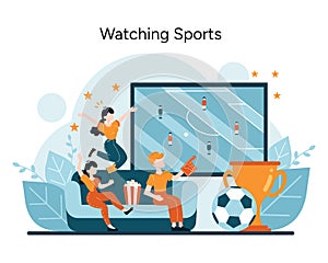 Enthusiastic fans experience the thrill of the game from their living room, a portrayal of sports fandom and shared