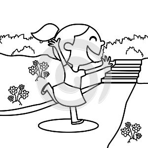 Enthusiastic girl coloring page