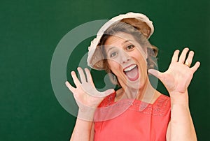 Enthusiastic girl in fifties costume