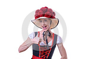 Enthusiastic laughing young Black Forest woman