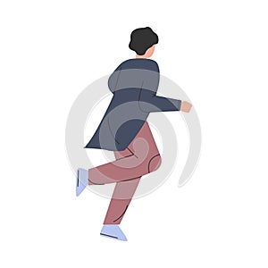 Enthusiastic Man Character Running in a Hurry and Hasten Somewhere Vector Illustration
