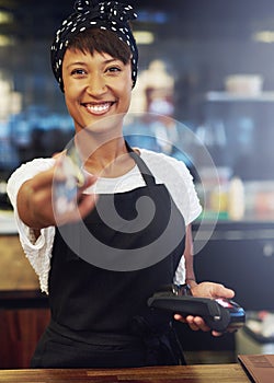 Enthusiastic pretty small business owner photo