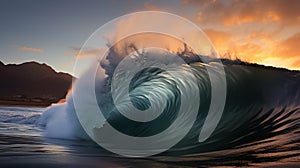 Enthusiastic surfing fans await highly anticipated ocean wave for thrilling sporting event photo
