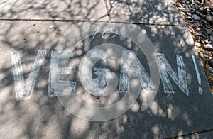 Sidewalk message, go vegan photo