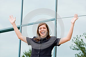 Enthusiastic Young Business Woman