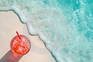 Enticing Beach cocktail mockup. Generate Ai photo