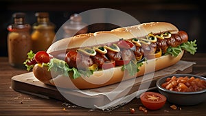 An enticing hot dog, freshly assembled photo