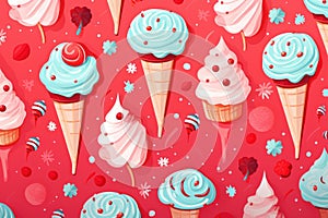 Enticing Red ice cream background. Generate Ai
