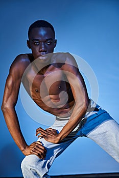 enticing shirtless african american man in