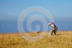 Entomologist in the nature photo