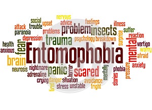 Entomophobia fear of insects word cloud concept 2