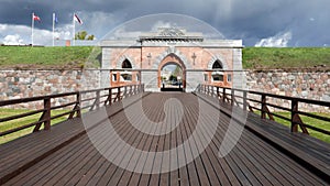 Entrance and access bridge of the fortress of Daugavpils