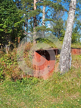 Entrance in an air-raid shelter. photo