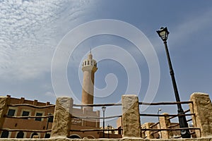 The entrance at Al Qarah mountain resort area, at Land of civilization