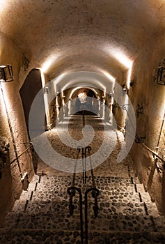 Entrance alley of Koutsoyannopoulos Winery and Wine Museum in Vothonas