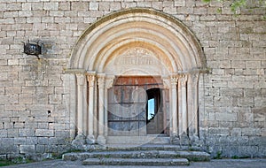 Entrance of the ancient church in Siurana