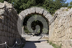 The entrance in ancient Olympia Stadium, Peloponnes, Greece