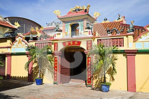 At the entrance of the ancient pagoda, the whale Temple. Phan Thiet, Vietnam