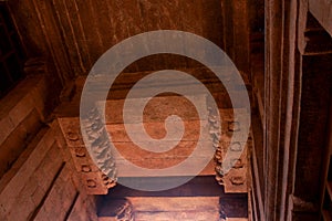 Entrance arch stone ornamental in the Brihadisvara ancient Temple in Thanjavur, india.