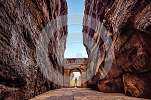 Entrance archway for lower and upper Shivalaya in Badami, Karnataka, INDIA