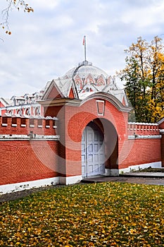 Entrance into the back yard of the Petroff Palace, Moscow, Russia.