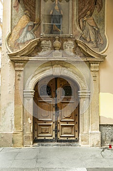 Entrance at the baroque church