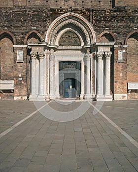 Entrance of Basilica of Santi Giovanni e Paolo in Venice, Italy