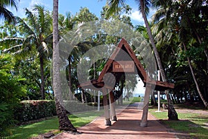 Entrance for the beach walk, Airlie Beach, Queensland, Australia.