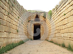 Entrance of the Beehive Tomb, Treasury of Atreus, Archaeological Site of Mycenae, Greece