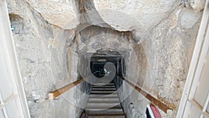 Entrance of Bent pyramid walking trekking  attraction go inside pharoah tomb