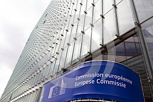 Entrance of the European Commission Building in Brussels