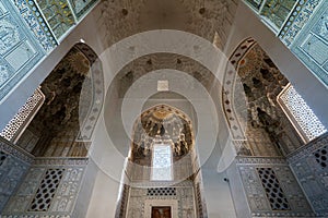entrance of Bibi-Khanim Mausoleum in Samarkand, Uzbekistan, Historic buildings. inside grave of Amir Temur