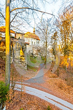 Entrance Bridge of Valdstejn Castle in Bohemian Paradise, Czech Republic