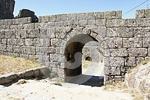 Entrance in bulwark of castle in Monsanto, Portugal
