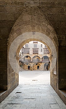 Entrance of caravansary Wikala of Bazaraa, Medieval Cairo, Egypt photo