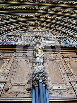 Entrance of a cathedral with statutes