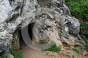 Entrance of cave of hermit Saint Svorad, located near foothill of Zobor, Nitra city