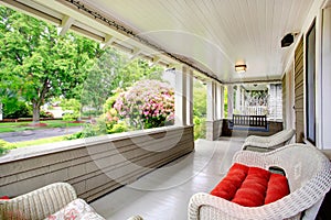 Entrance column porch with swing