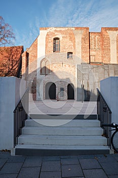 Entrance courtyard to the European Hanse Museum in the old town photo