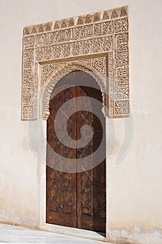 Entrance detail, the Court of the Myrtles, Alhambra, Granada, Spain