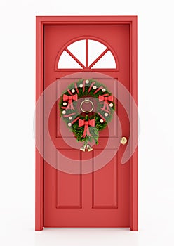 Entrance door with christmas wreath