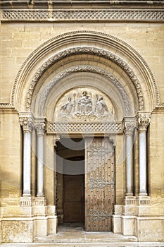 Entrance door of a church in France