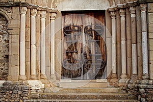 Entrance door in Cisnadioara Fortress, Among The Oldest Romanic Monuments In Transylvania